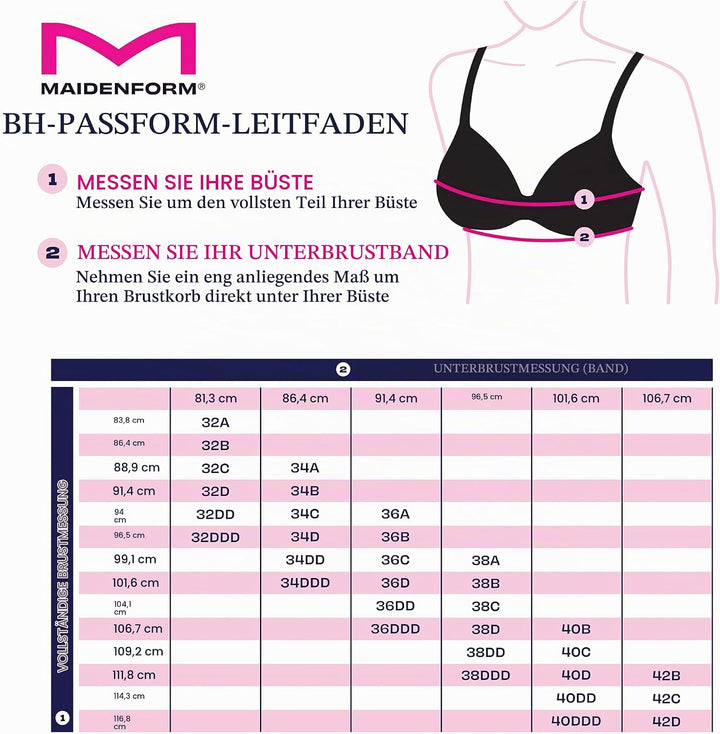 Maidenform Damen Comfort Devotion-Underwire Bügel-BH 75B Schwarz/Körbchen-futter, 75B Schwarz/Körbch