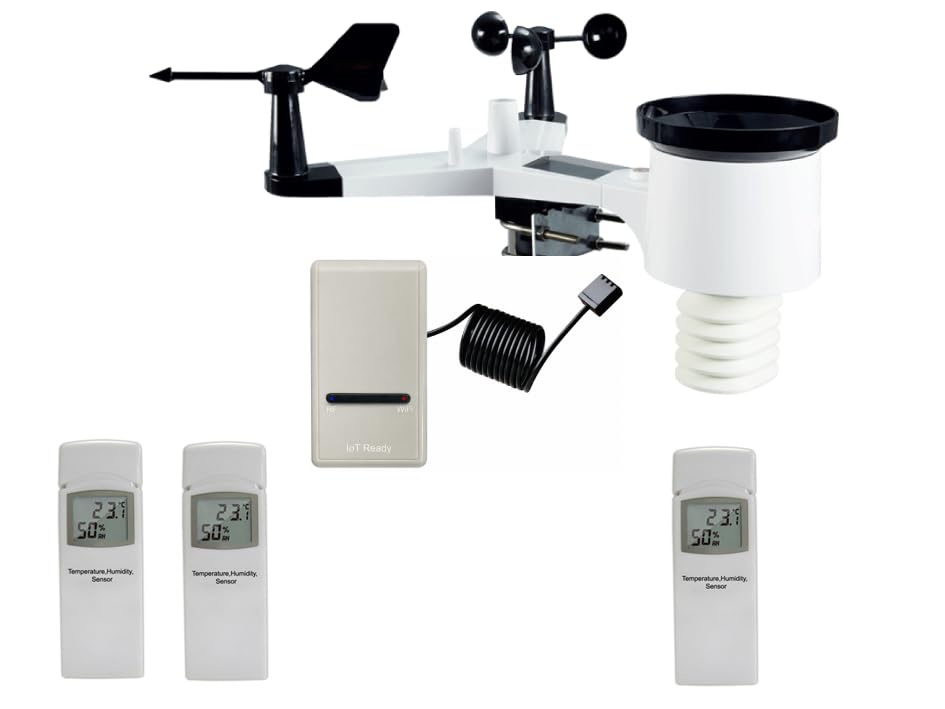 Froggit Wetterstation DP1500 + Y-All-In-One Aussenmodul + 3DP50 PRO Wi-Fi Wetterserver USB-Dongle, D