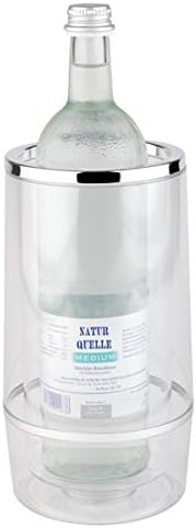 APS Flaschenkühler mit Chromrand, transparenter, doppelwandiger Getränkeflaschen-Kühler, 11,5 x 11,5