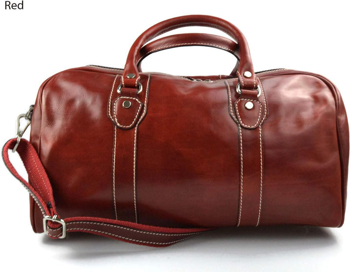Leder reisetasche manner damen mit griffen schultertasche leder rot tasche made in Italy weekend tas