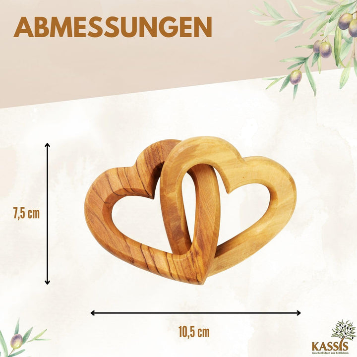 Kassis Geschenkartikel Personalisierte Olivenholz-Herzen für Brautpaar, zum Valentinstag, Jubiläum,