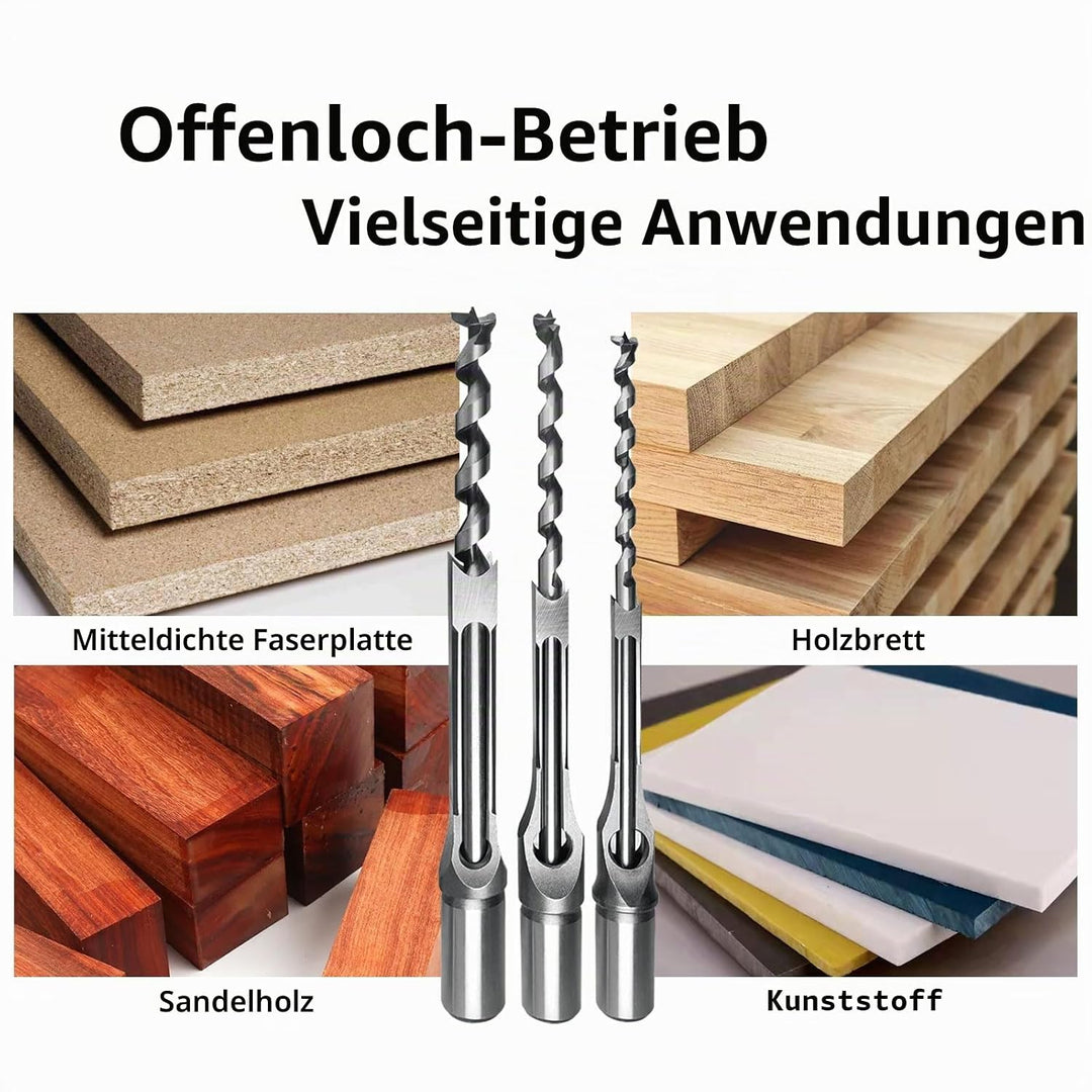 ATOPLEE Quadratische Lochbohrer für Holz, 3pcs HSS Holzbearbeitung Quadrat Mortise Bohrer,Loch-Durch