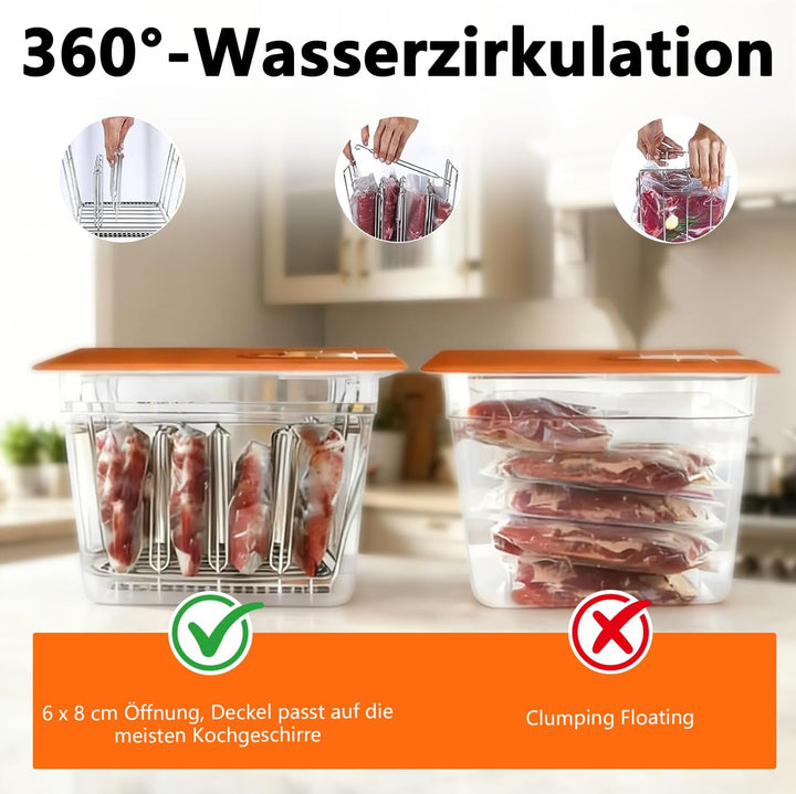 Sous Vide Behälter 12L, Sous Vide Container mit Deckel und Rack ür Sous Vide Stick Garer, Multifunkt
