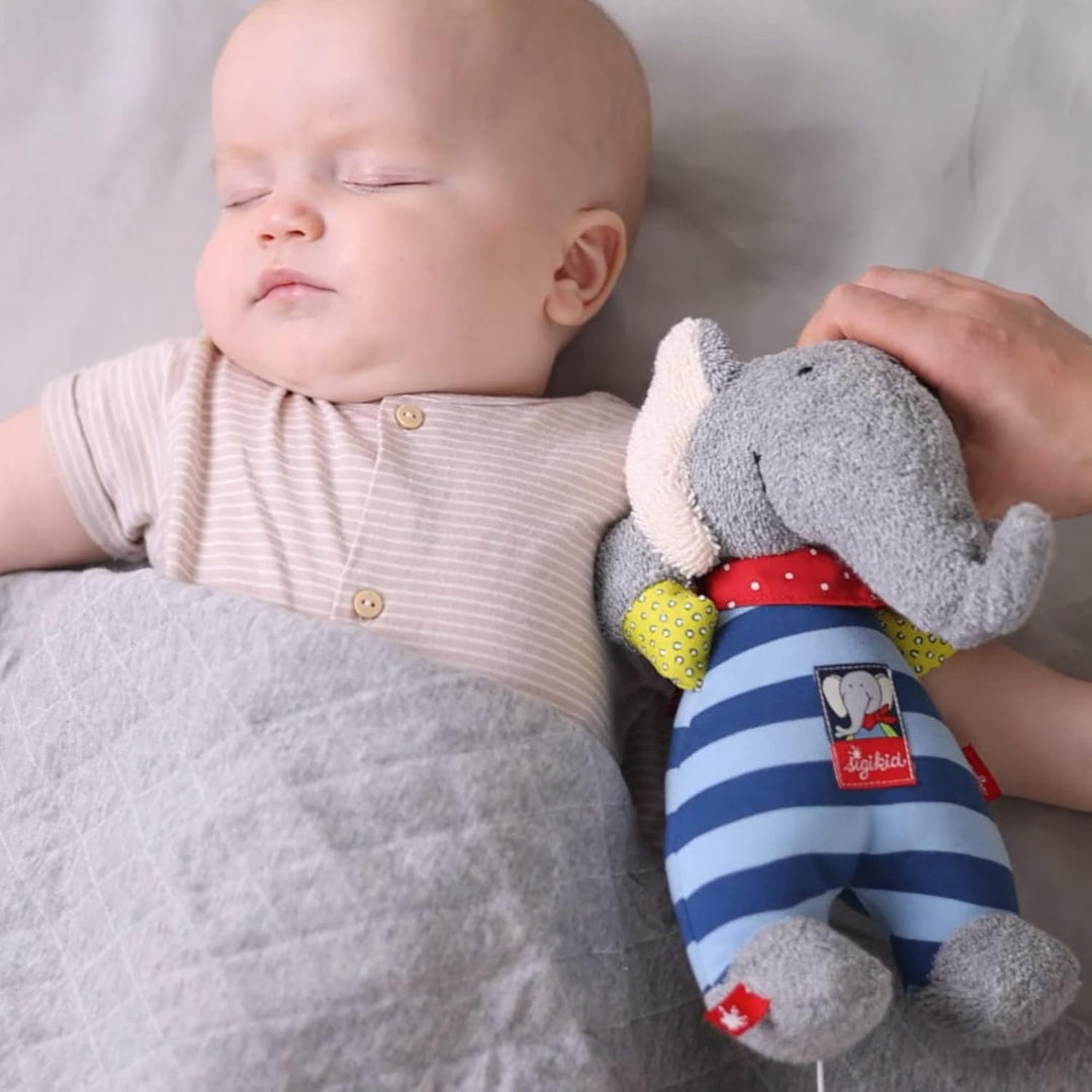 Sigikid 48800 - Lolo Lombardo Spieluhr klein, Melodie nicht frei wählbar Blau/Grau, Blau/Grau