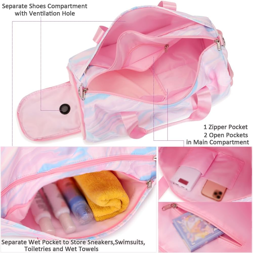 Mädchen Sporttasche Reise Duffel Mädchen Reisetasche Kinder Tanztasche Reisetasche Trainingstasche D