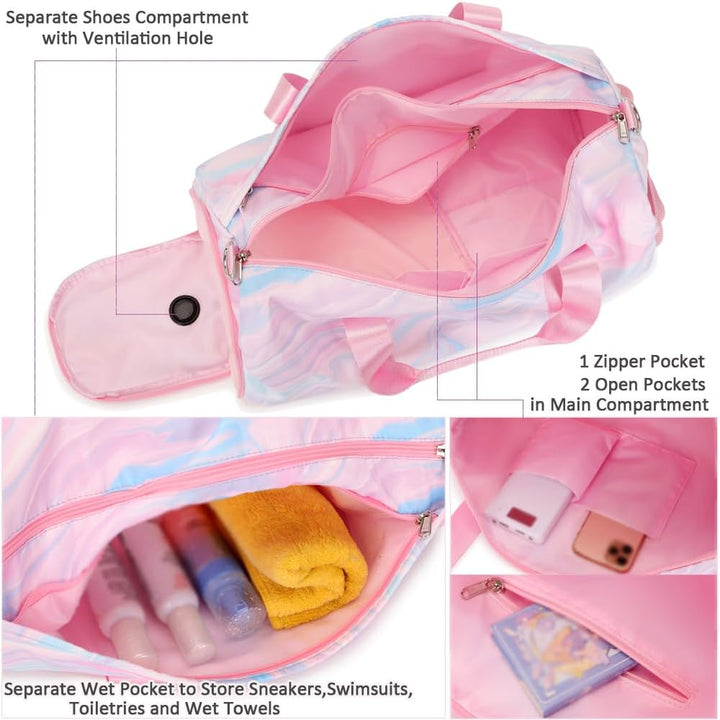 Mädchen Sporttasche Reise Duffel Mädchen Reisetasche Kinder Tanztasche Reisetasche Trainingstasche D