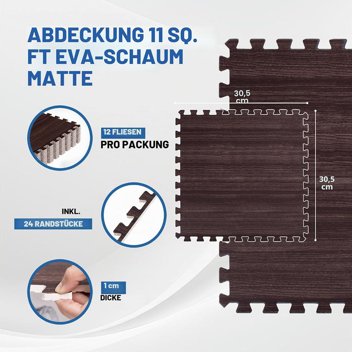 Yes4All 30x30 cm bis zu 3.3 m² Set 12/16/36 Eva Matten Schutzmatten Bodenschutz Bodenfliesen Sportma