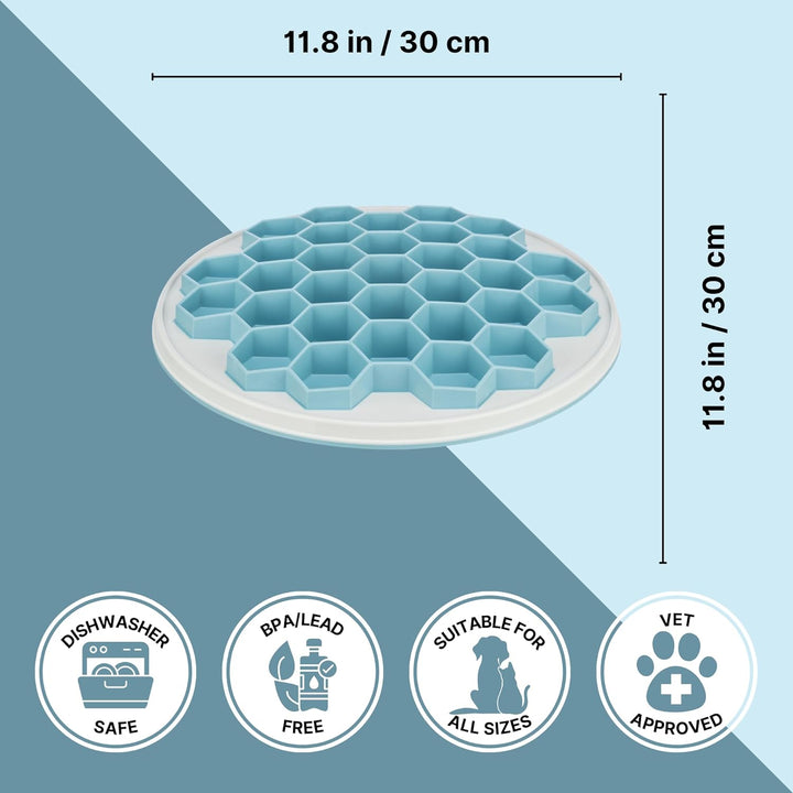 TRIXIE Slow Feeding Anti Schling Platte Hive, Kunststoff/TPR/TPE, Ø 30 cm, Grau/Blau - 25039, grau/b