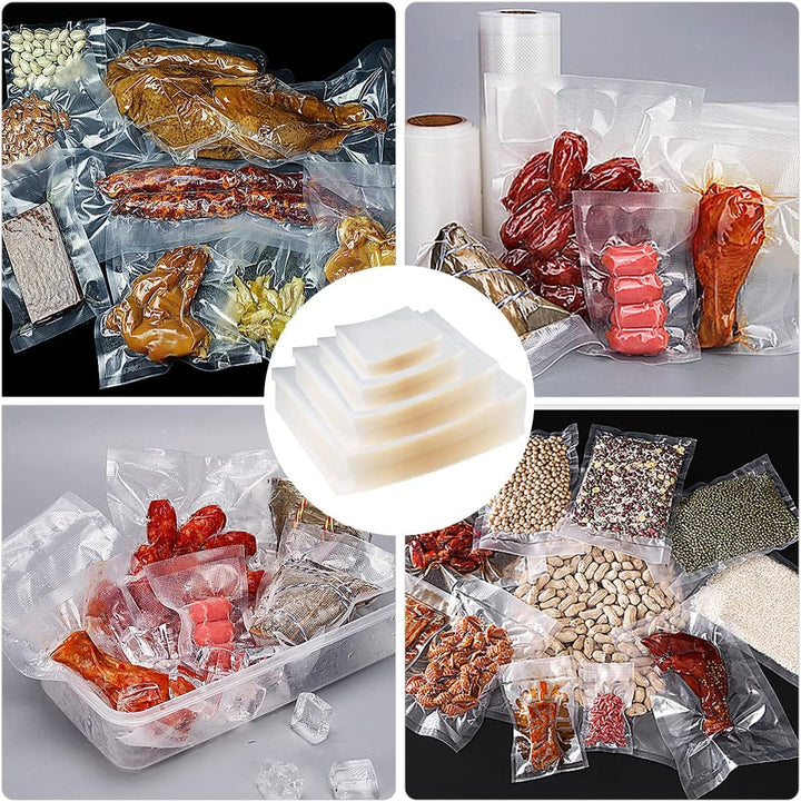 200 Stück Vakuumierbeutel 10x15/15x20/20x25/20x30, Gefrierbeutel, Sous Vide Beutel, BPA-Frei, Eingep
