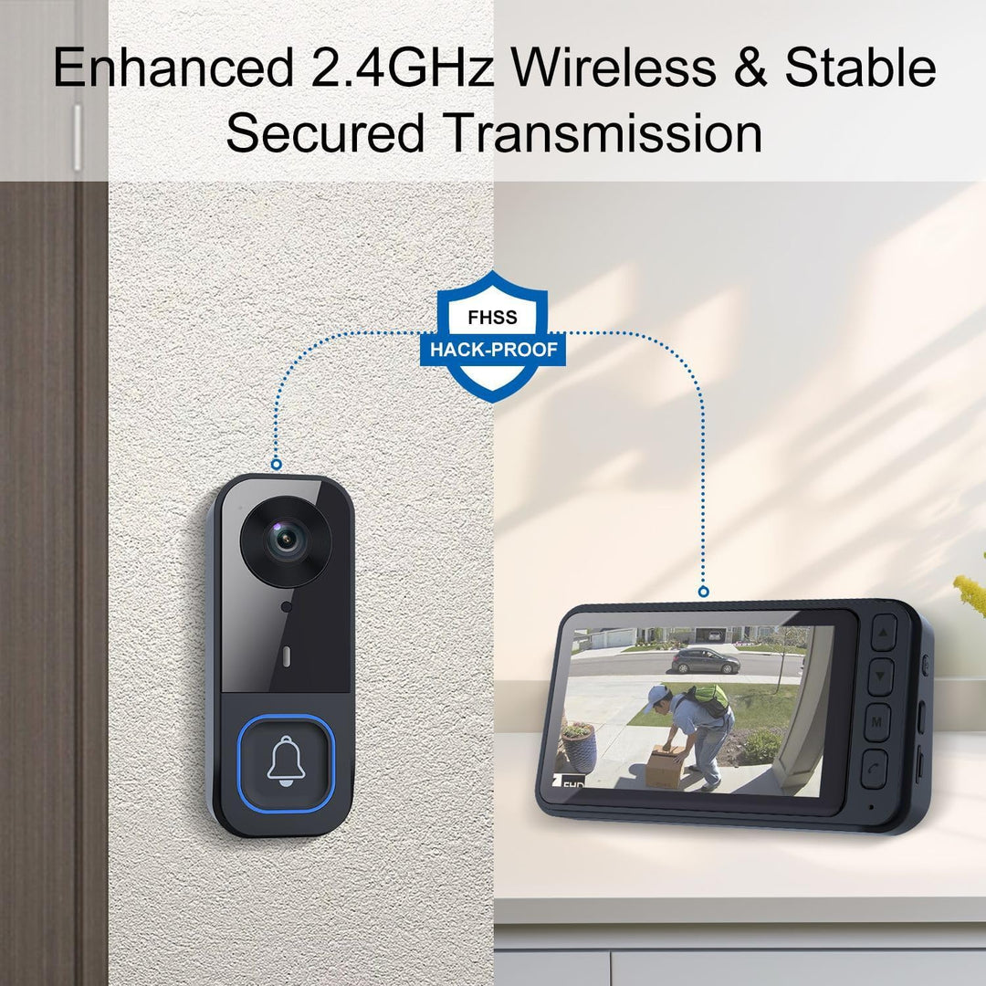 Kabellose Türklingel mit 1080p-Kamera, wasserdichtem 4,5-Zoll-IPS-Display, Bluetooth-Video-Türsprech