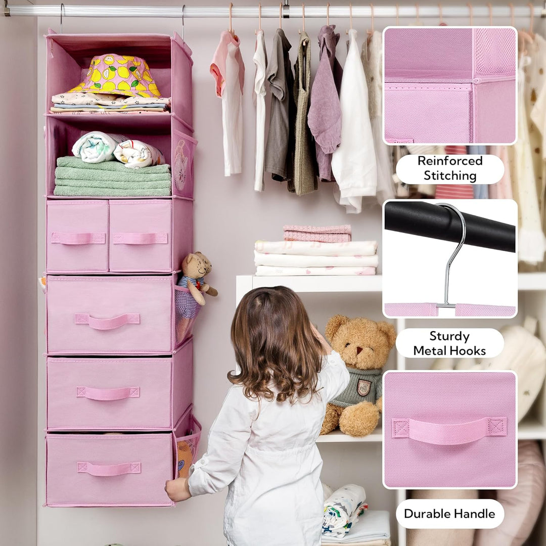 GRANNY SAYS Kleiderschrank Organizer Hängend, 1 Stück Hängeorganizer mit Schubladen, Rosa Hängeaufbe