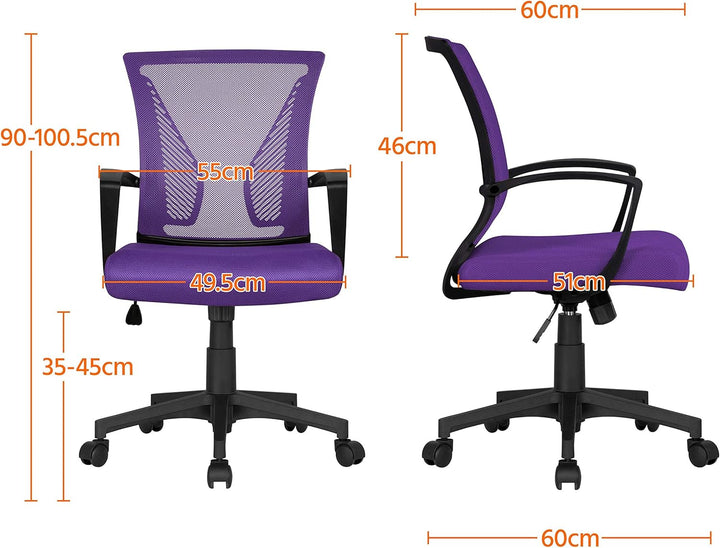 Yaheetech Bürostuhl Ergonomisch, Schreibtischstuhl mit Netzbespannung, Arbeitsstuhl mit Armlehnen, C