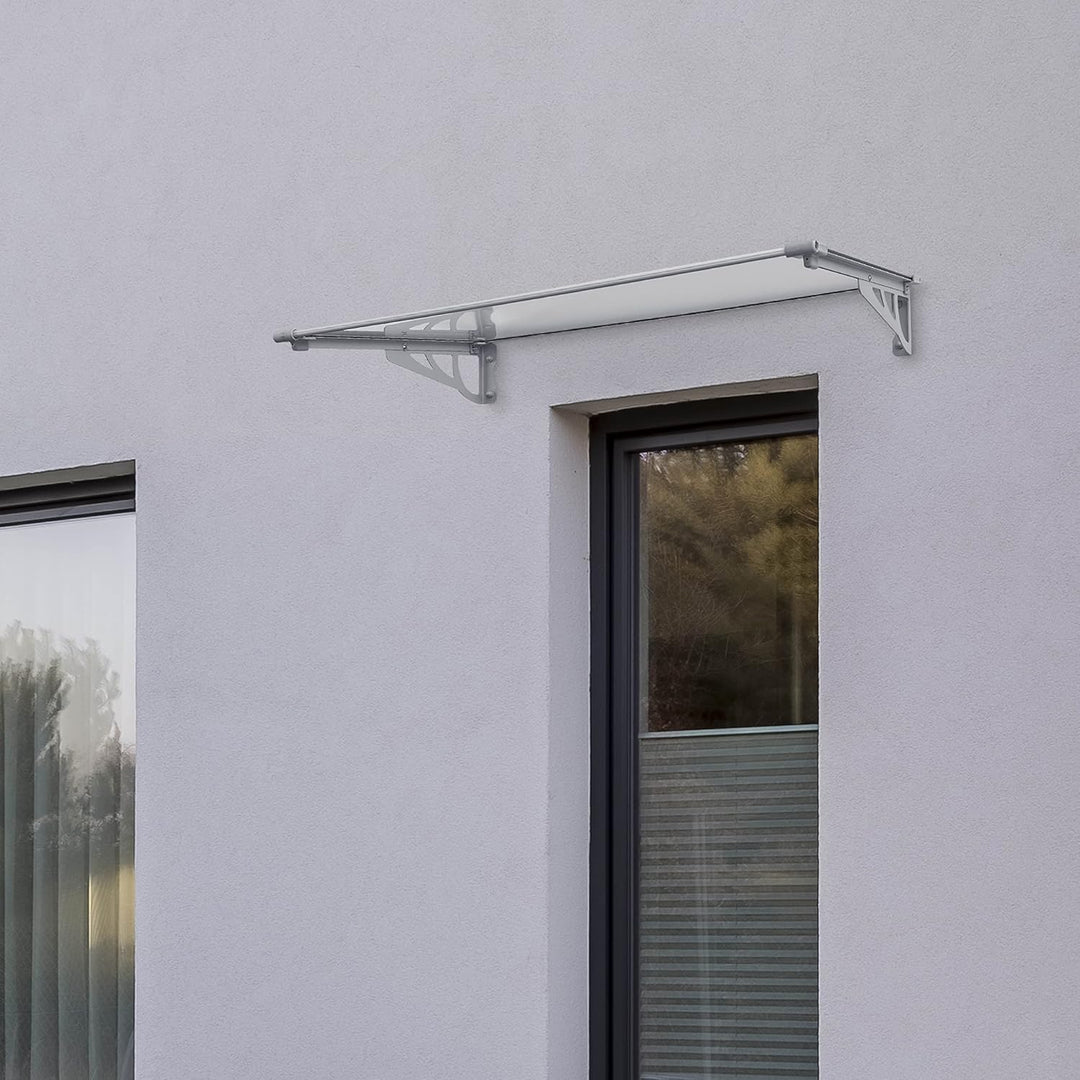 TrutzHolm® Aluminium Vordach Haustürvordach Pultvordach 150 x 90 cm Schneelast 95kg | Polycarbonatpl