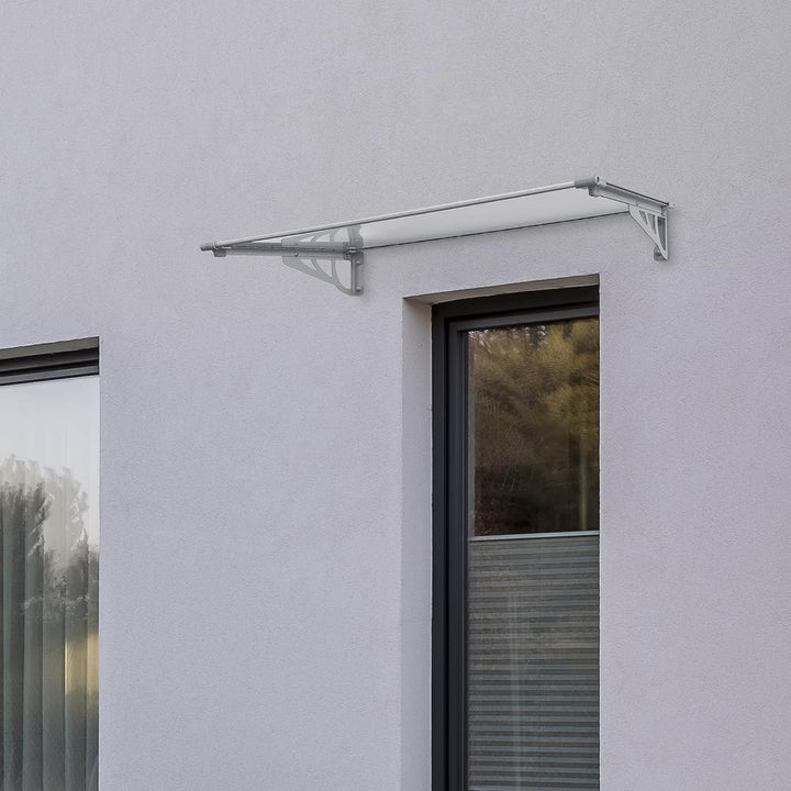 TrutzHolm® Aluminium Vordach Haustürvordach Pultvordach 150 x 90 cm Schneelast 95kg | Polycarbonatpl