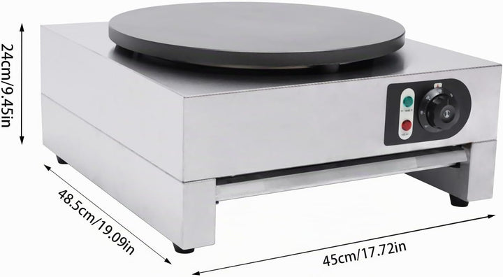40cm Profi-Crepesmaker 3000W mit ausziehbarer Bratschublade &amp; Antihaftbeschichtung – Edelstahl-Crepe