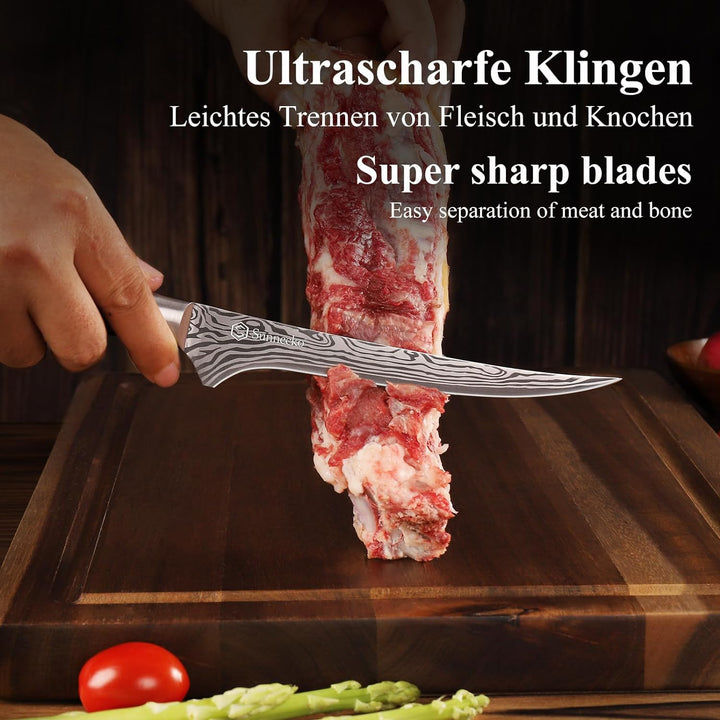 Sunnecko 15cm Filetiermesser Küchenmesser Kochmesser Profi Messer - Fleisch Profi Küchenmesser Messe