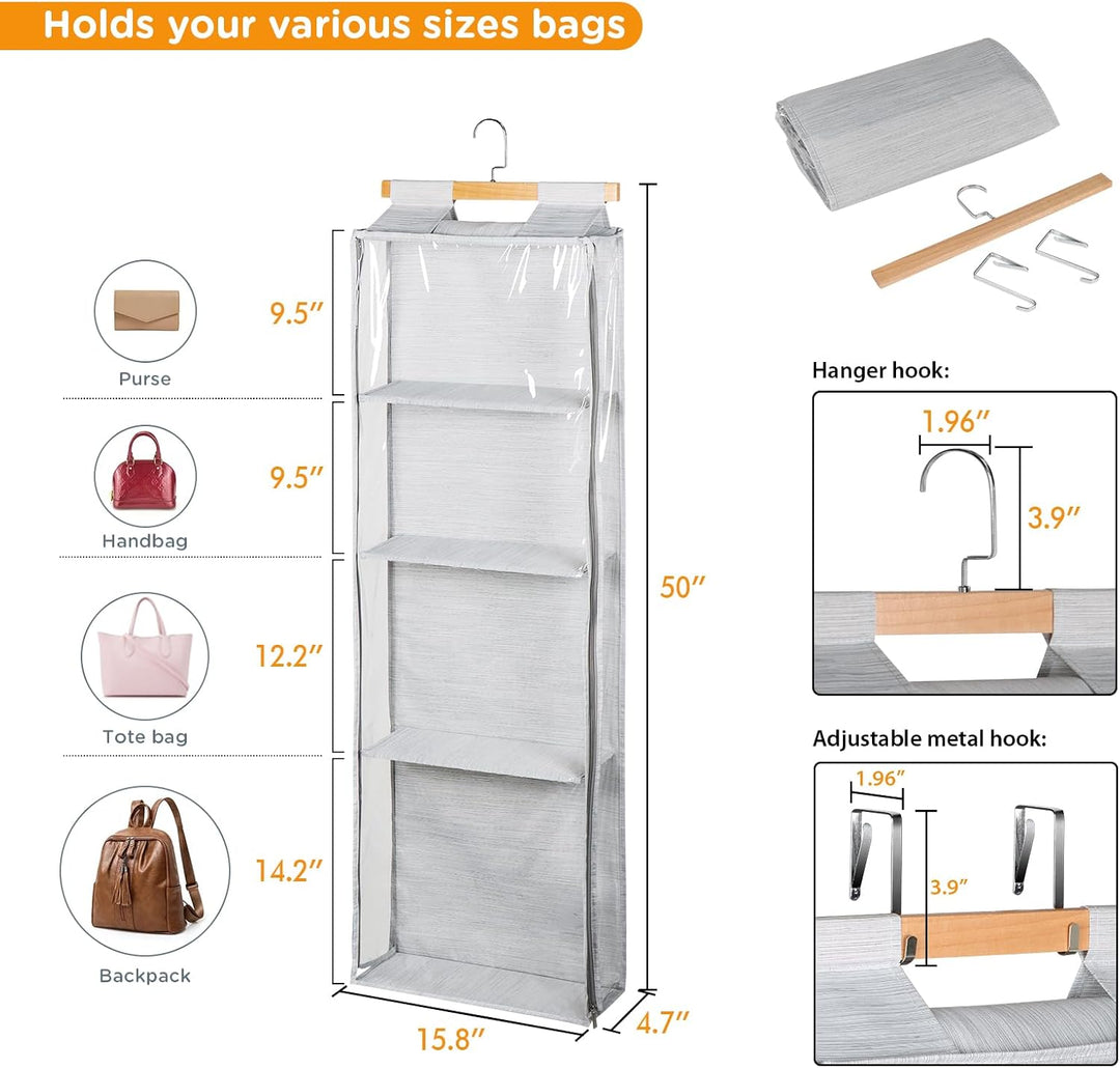 Syeeiex Hängend Handtaschen Aufbewahrung Organizer Mit zips, Kleiderschrank Organizer für Geldbörsen