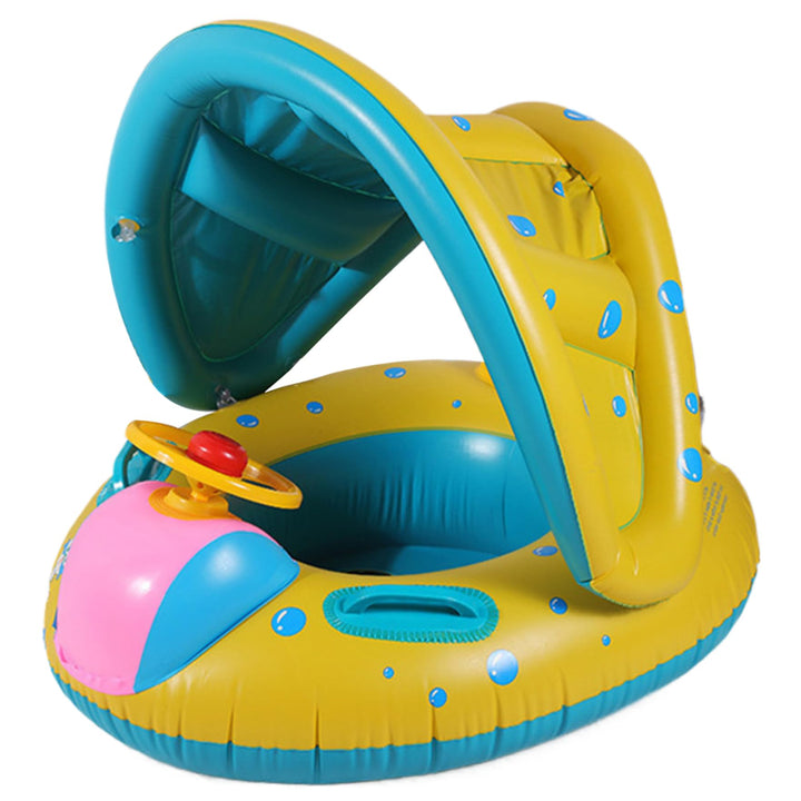 Babypool Float, aufblasbares, autoförmiges Baby-Float mit Baldachin, Sonnenschutz-Schwimmring mit ei