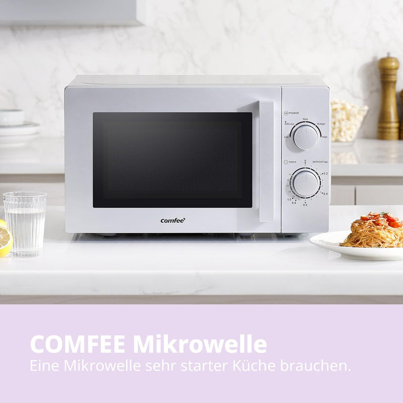 Comfee CMSN 20 si Mikrowelle / Solo-Mikrowelle mit 5 Leistungsstufen/ Innenbeleuchtung/ easy Defrost