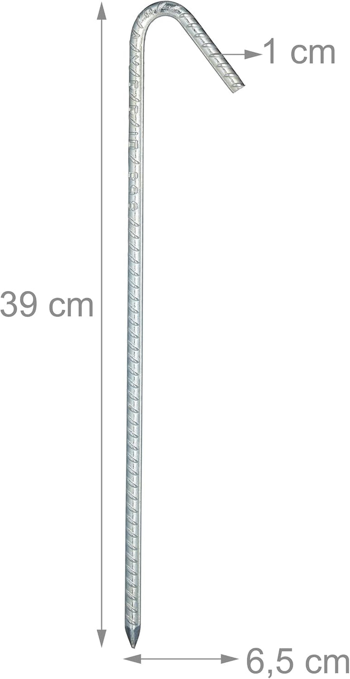 Relaxdays, silber XL Bodenanker im 10er Set, extrem stabile Erdanker, Zeltzubehör, extra lang, 37 cm