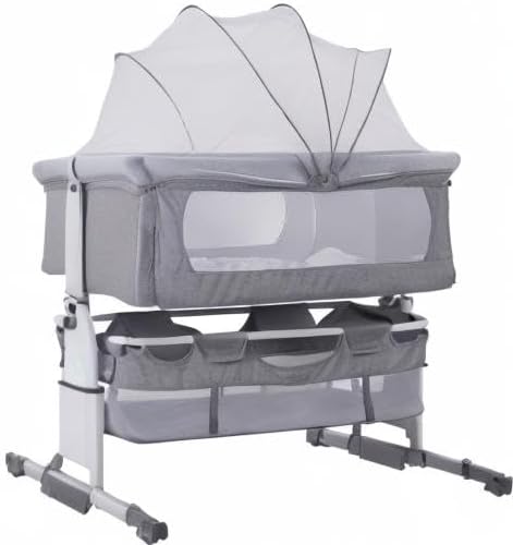 Belfoyer 3-in-1-Kinderbett mit Matratze und Moskitonetz, Reisebett, tragbar, mit Rollen, Babywiege m