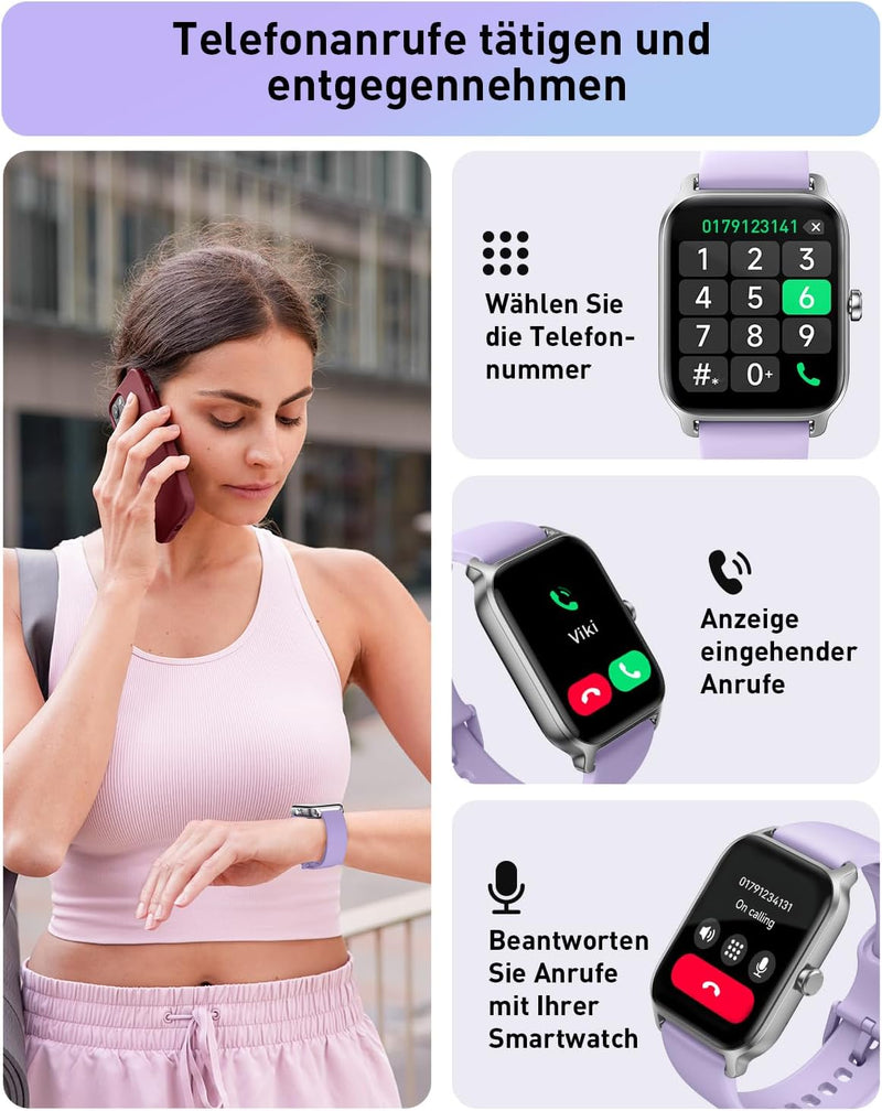 Gydom Smartwatch Damen mit Telefonfunktion 1.8" Alexa Integriert Fitnessuhr 100+ Sportmodi, Pulsmess