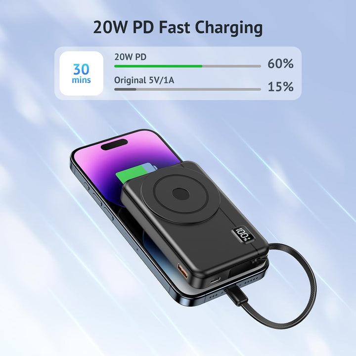 Powerbank für Magsafe10000mAh 22.5W Magnetische - Kabelloses Externe Handyakkus mit Typ-C-Eingang un
