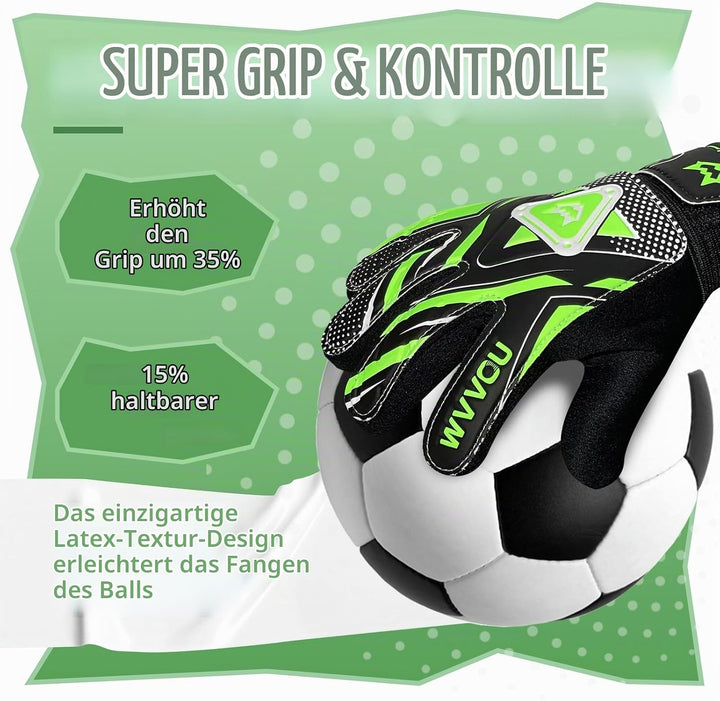 WVVOU Torwarthandschuhe Kinder und Jugendliche, Fussball Torwarthandschuhe, Fussballhandschuhe, Dopp