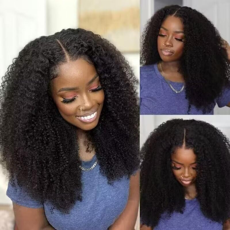 Echthaar Perücke 180% Density Real Hair Wig Human Hair Wigs For Women V Part Real Lockiges Menschlic