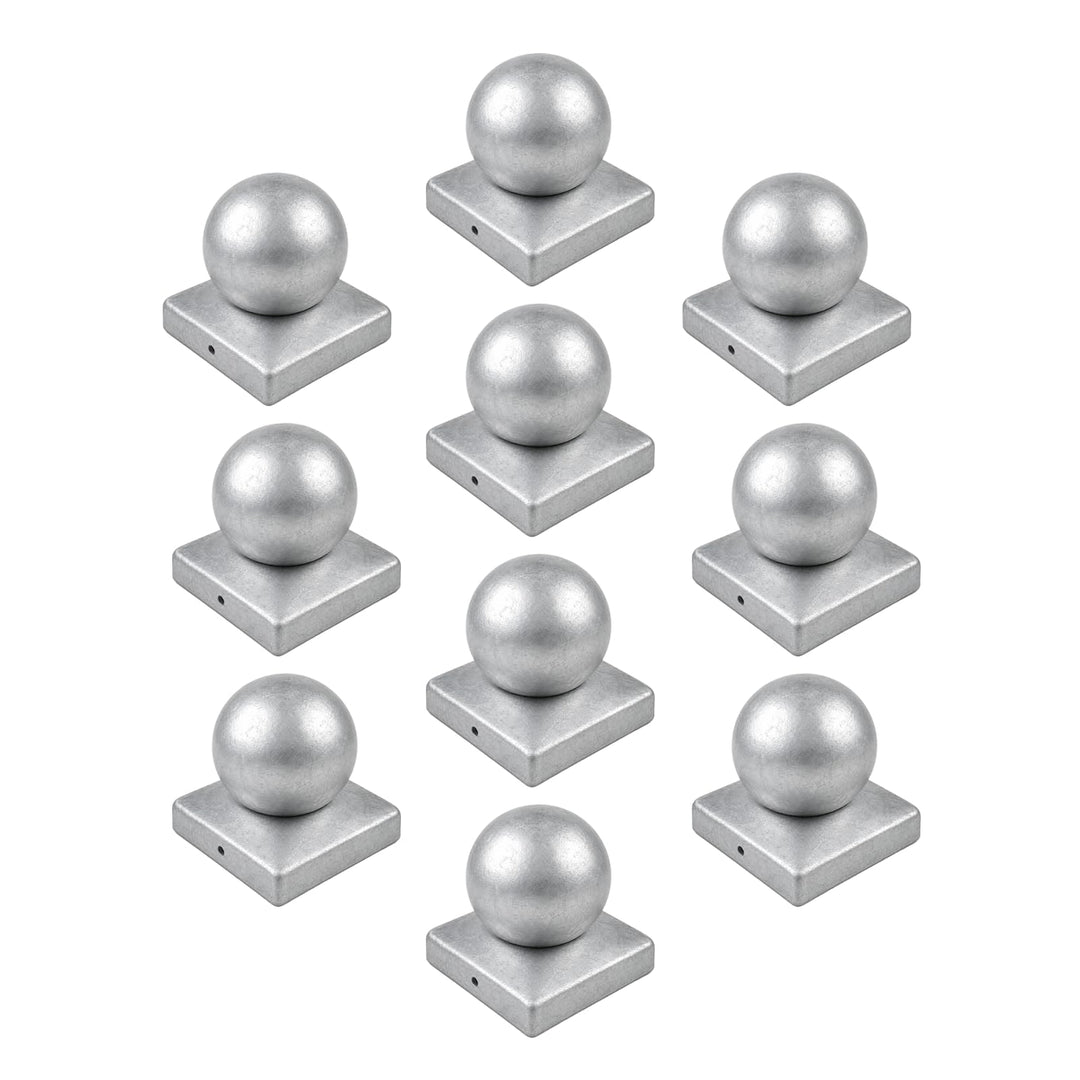 Baumarktplus 10x Pfostenkappe verzinkt Abdeckkappe für Pfosten Kugel 71 mm 7 x 7 cm