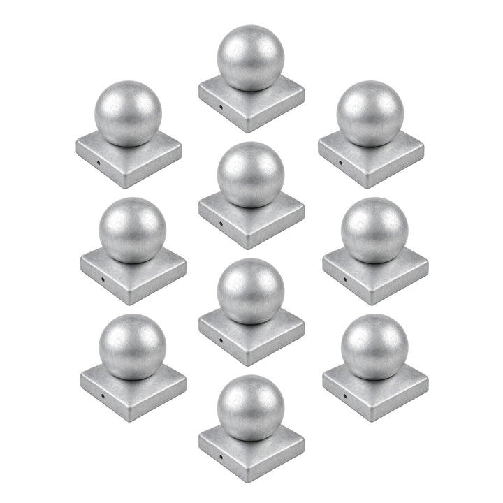 Baumarktplus 10x Pfostenkappe verzinkt Abdeckkappe für Pfosten Kugel 71 mm 7 x 7 cm