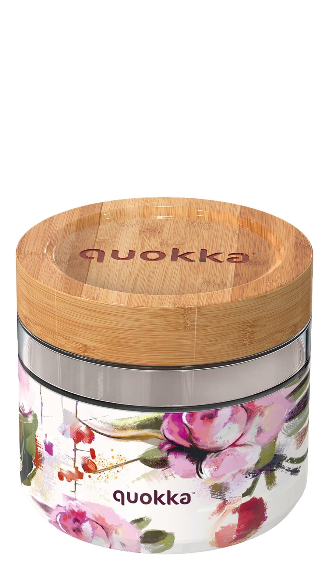 Quokka DELI DARK FLOWERS | BEHÄLTER FÜR ESSEN AUS GLAS MIT SILIKONHÜLLE 820 ML 820ML Dark Flowers, 8