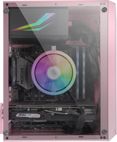 Mars Gaming MC-S1 Rosa, Kompaktes Micro-ATX Gaming PC Gehäuse, ARGB Beleuchtung 12 Modi, FRGB Lüfter