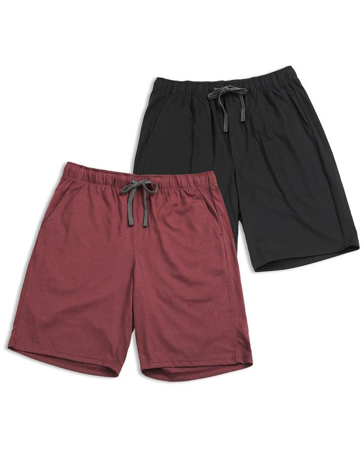 LAPASA Herren Pyjama Shorts mit Taschen, 2er Pack Pyjamahose Schlafshorts Baumwolle Kurze Schlafanzu