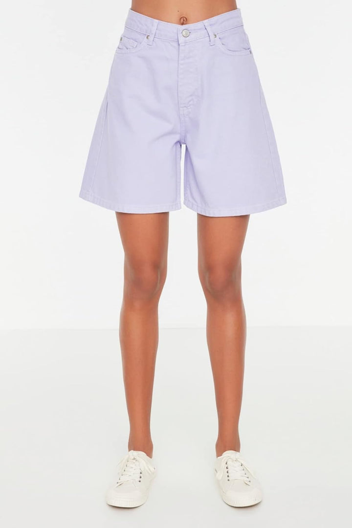 TRENDYOL Damen Lange Denim Casual Shorts 36 Lila, 36 Lila