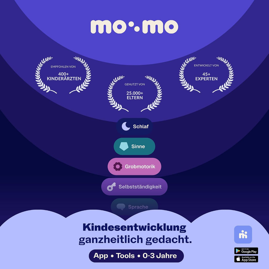 mo:mo Babypinsel &amp; Streichelpinsel Blau – Baby Erstausstattung Neugeborene – Sanfte Babybürste &amp; Sen