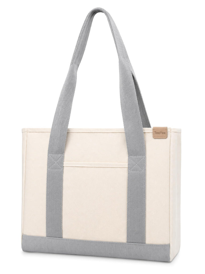 Damen Mittelgross Handtasche Canvas Satchel Tote Bag Schultertasche Shopper für Bücher Alltag Arbeit