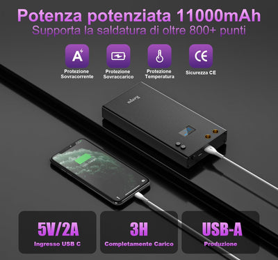 Punktschweissgerät,Kerpu 11000mAh Akku Punktschweissgerät mit LCD,einstellbares 80Gang Akkuschweissg