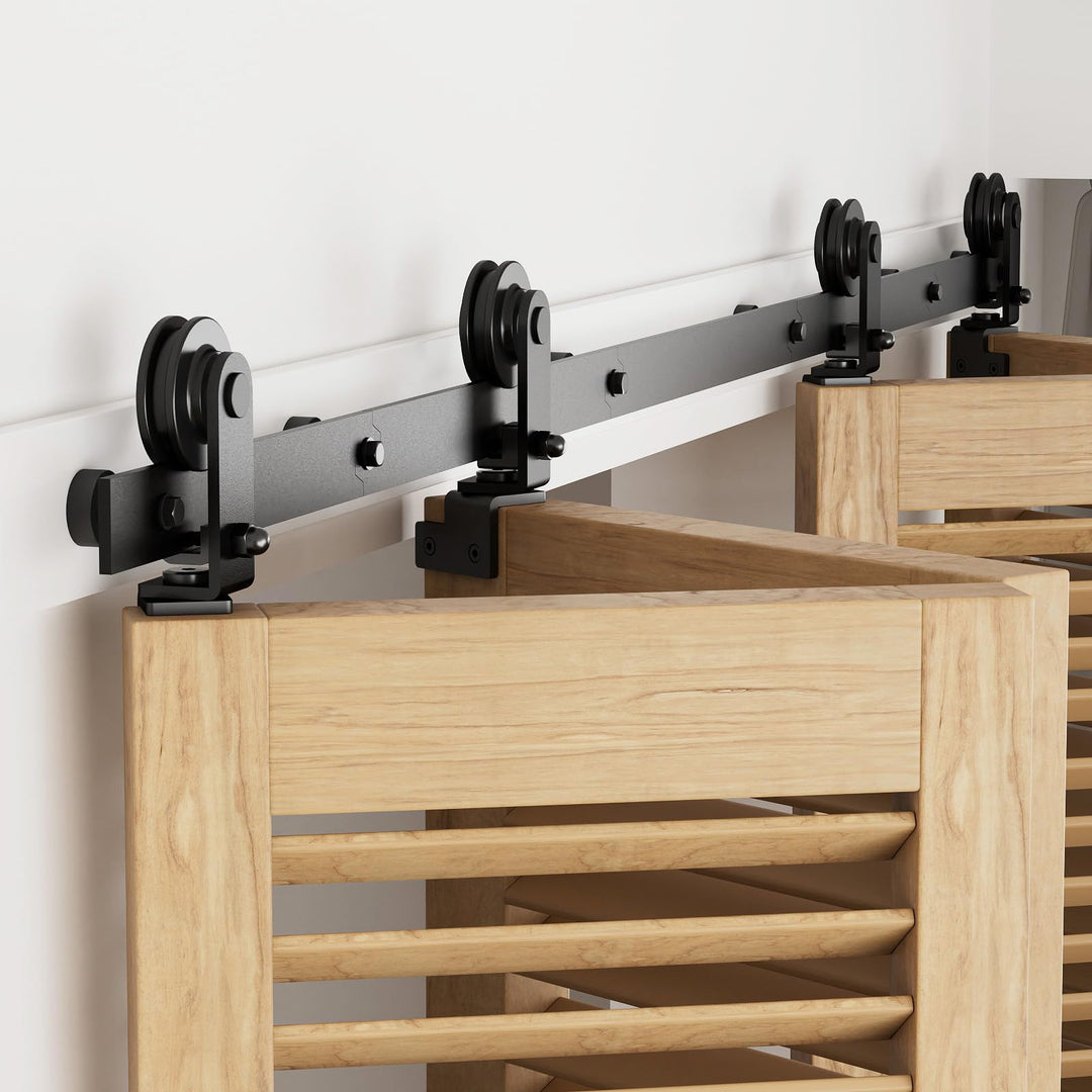 153cm/5FT Bifold Schiebetürbeschlag Schiebetüren Schiebetürsystem Komplettset Laufschiene Rollen Set
