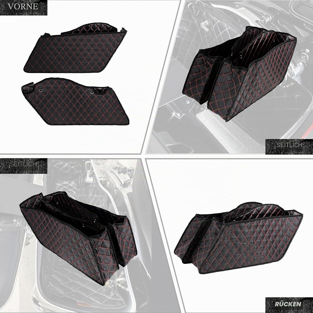 HDBUBALUS Ungedehnte Saddlebag Liner Einsätze Red Thread kompatibel mit Harley 2014-2021 1 Paar Rote