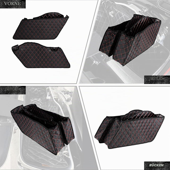 HDBUBALUS Ungedehnte Saddlebag Liner Einsätze Red Thread kompatibel mit Harley 2014-2021 1 Paar Rote