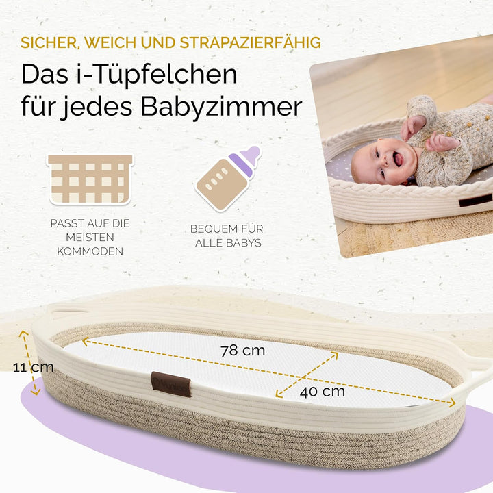 Yunioo Baby-Wickelkorb mit extra Reise-Windelunterlage, Schaumstoff-Wickelunterlage und wasserabweis