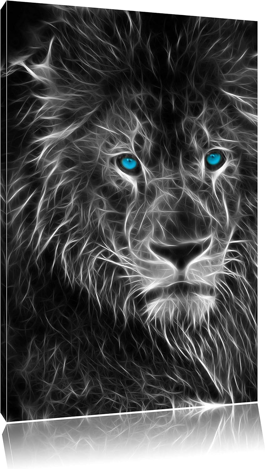 Pixxprint Dark Abstrakter Löwe als Leinwandbild/Grösse: 100x70 cm/Wandbild/Kunstdruck/fertig bespann