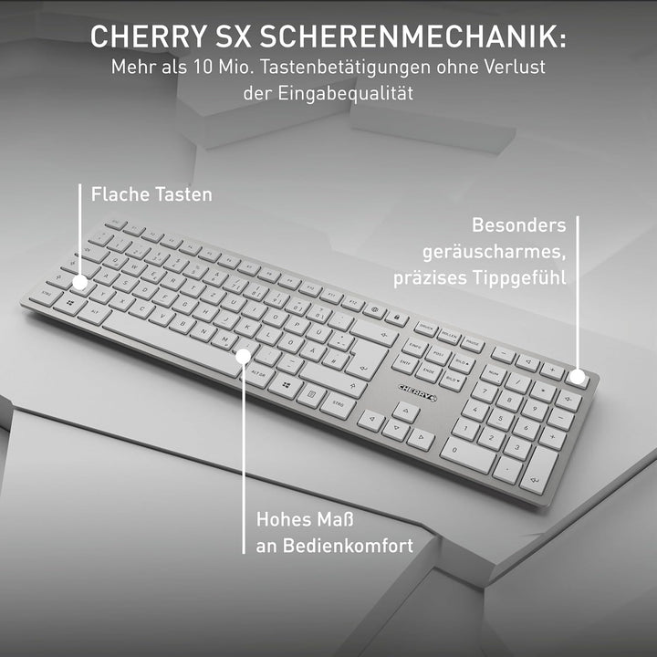 CHERRY DW 9100 SLIM, Kabelloses Tastatur- und Maus-Set, Deutsches Layout (QWERTZ), Bluetooth & 2,4 G