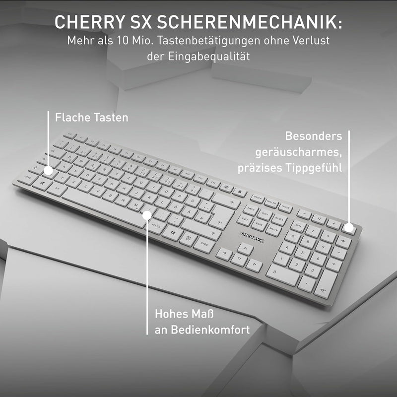 CHERRY DW 9100 SLIM, Kabelloses Tastatur- und Maus-Set, Deutsches Layout (QWERTZ), Bluetooth & 2,4 G