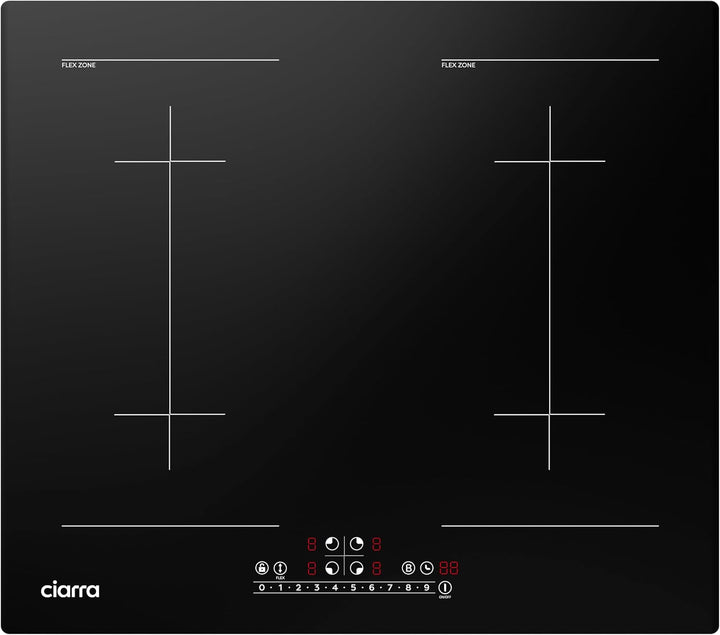 CIARRA CBBIH4BFF 4 Zonen Einbau Induktionskochfeld mit Zwei Flexzonen Power Booster Touch-Bedienung