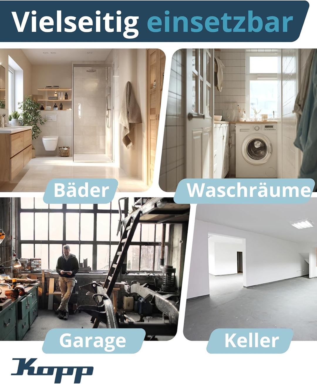 Kopp Aufputz-Verteilerkasten mit Tür 2-reihig für 24 Pole, 1 Stück, Grau/Schwarz, 350912048 Single,