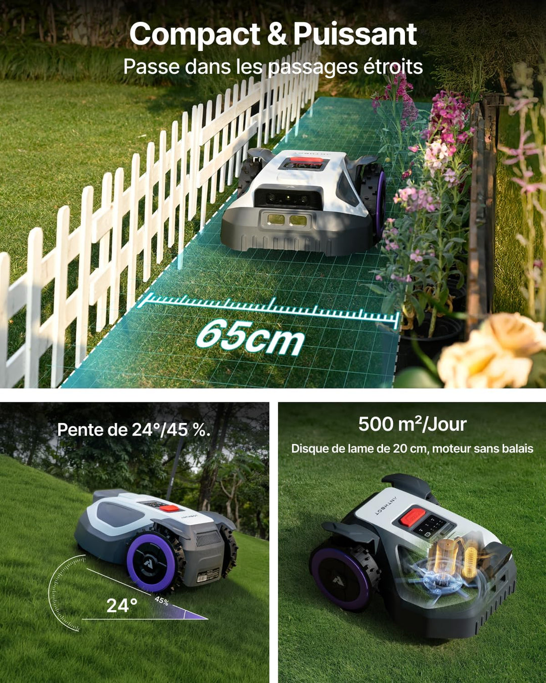ANTHBOT M9 Rasenmähroboter, kabellos, NetRTK, 4G, Akku 5000 mAh, empfohlen 1000 m², maximal 1200 m²,