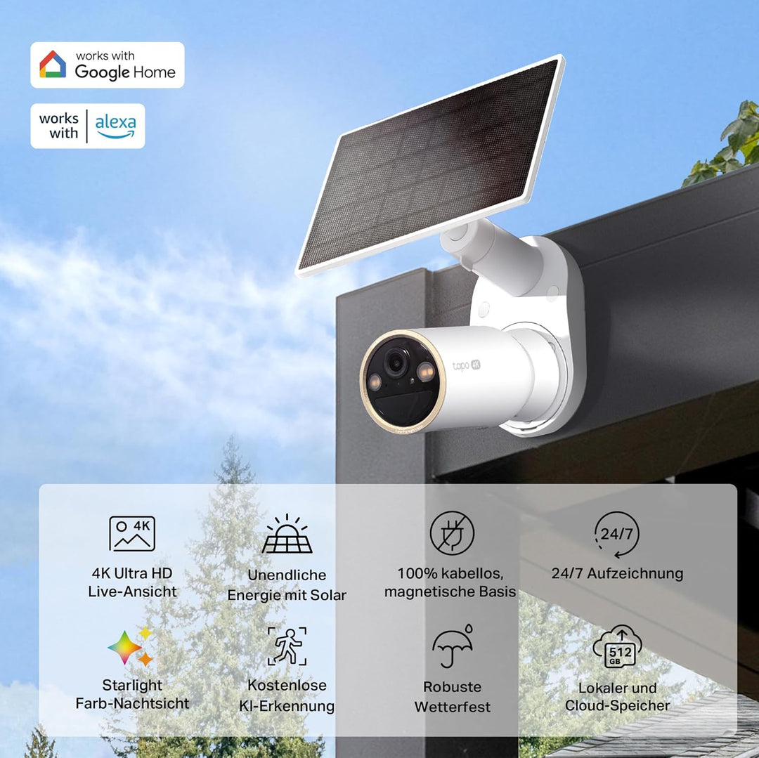 Tapo C460 KIT 4K 8MP Solar Überwachungskamera Aussen Akku, Starlight-Farb-Nachtsicht, Dual-Band WLAN