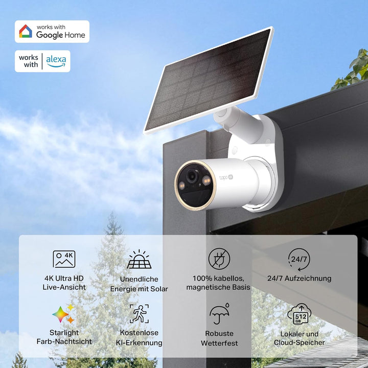 Tapo C460 KIT 4K 8MP Solar Überwachungskamera Aussen Akku, Starlight-Farb-Nachtsicht, Dual-Band WLAN